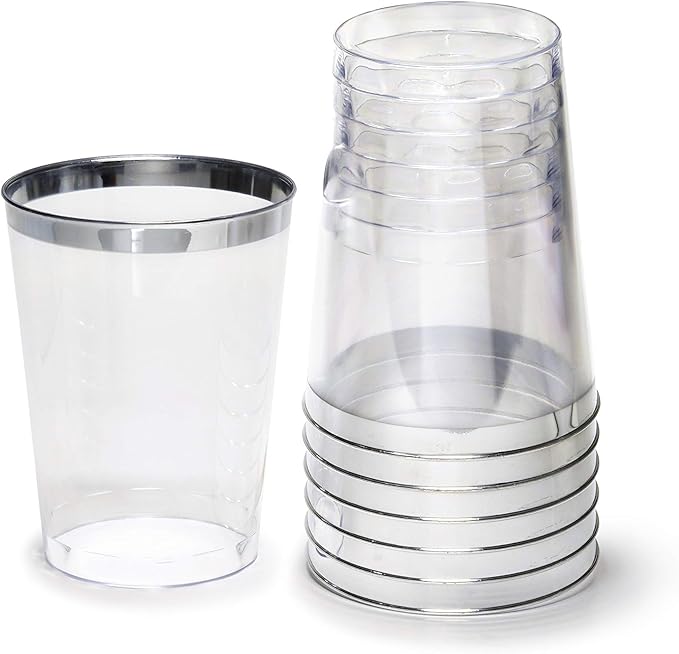 " OCCASIONS " 960pcs set (120 Guests)-Vintage Wedding Party Disposable Plastic Plates -120 x 10.25'' + 120 x 7.5'' + Silverware + 12oz Cups + Napkins (Blossom in White)