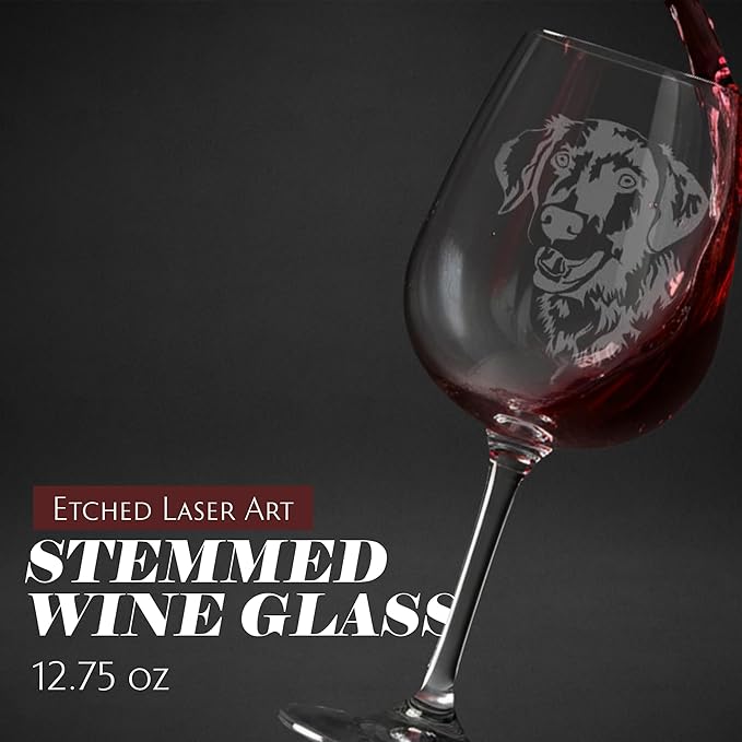 Golden Retriever Alternate Dog Themed Etched All Purpose 12.75oz Wine Glass