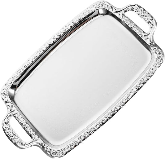 Healifty Elegant Stainless Steel Serving Tray Smooth Design for Fruits Snacks and Appetizers for Parties Family Gatherings and Special Occasions