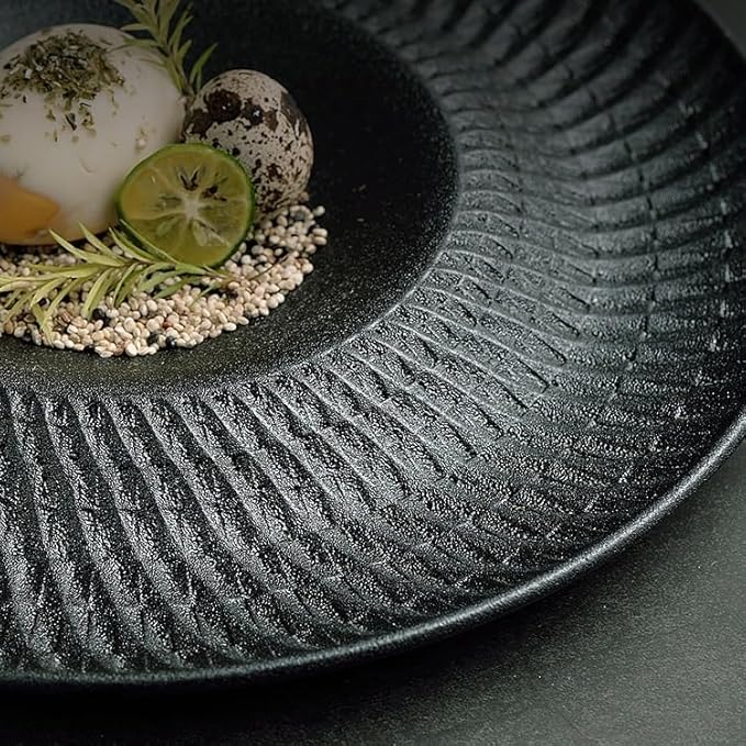 Dinner Plates 10-inch Japanese Hotel Restaurant Western Tableware White Ceramic Appetizer Plate Dessert Cake Kitchen Salad Bowl(A,12 in)