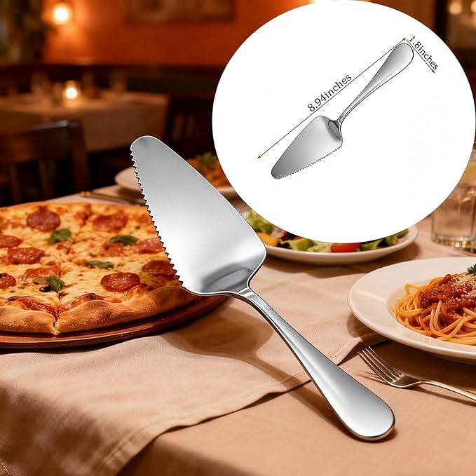 8 Pcs Stainless Steel Serving Utensil Large Spoons Forks Tongs, Ice Suger Tongs, Cake Server，Butter Knife for Hostess Buffet Catering Banquet Party，Silver