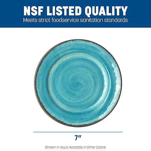 Carlisle FoodService Products Mingle Resuable Plastic Plate Appetizer Plate with Pottery Style for Home and Restaurant, Melamine, 7 Inches, Smoke, (Pack of 12)