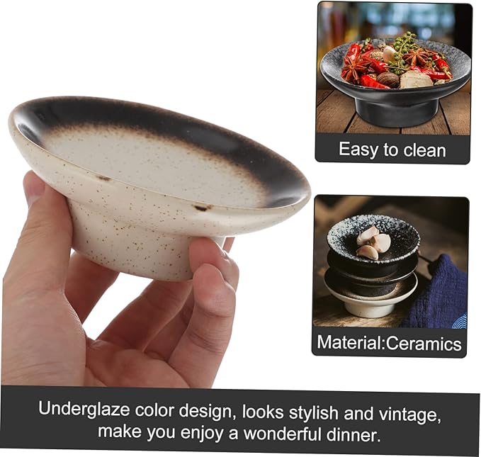 Cabilock 3-Piece Japanese Ceramic Snack Plates Set Household Seasoning Dishes Microwave Safe Flavor Bowls for Appetizers and Dipping Sauce