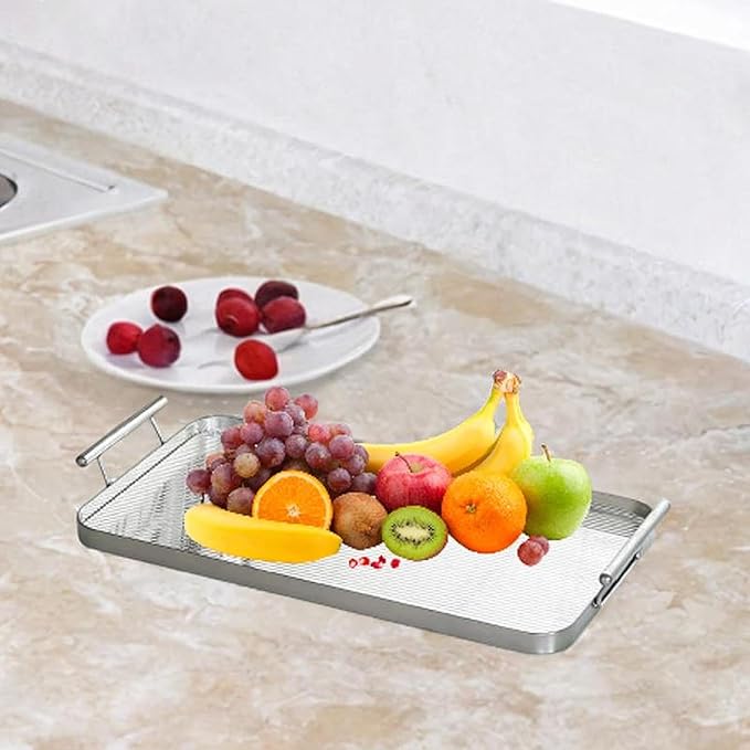 Serving Tray with Handles Large Tea Tray Light Luxury Drain Cup Rack Tea Cup Holder Acrylic Display Tray for Apartment Bar, L
