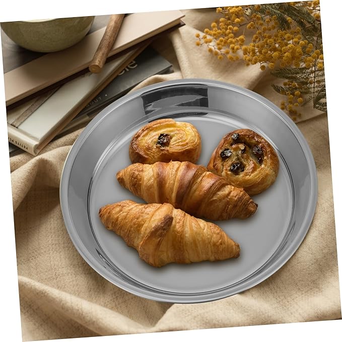 4pcs Stainless Steel Liangpi Plate Silver Slim Plate for Snacks Multi-function Serving Tray