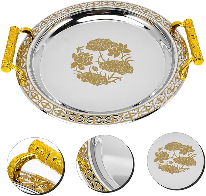 Stainless Plastic Multi-use Serving Tray Elegant Decorative Snack Plate