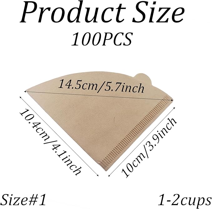 pson 100Pcs Coffee Filters #1, Disposable Coffee Filter Paper for 1-2 Cups, Compatible with Drip Coffee Maker and Pour Over(Brown)