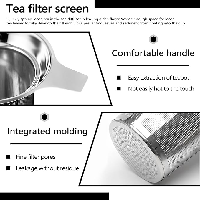3 Pack Stainless Steel Tea Infuser, Fine Mesh Loose Leaf Tea Steeper Filter With Handle, Reusable Tea Strainer Holder Diffuser for Cup Pot Mug Glass (Silver)