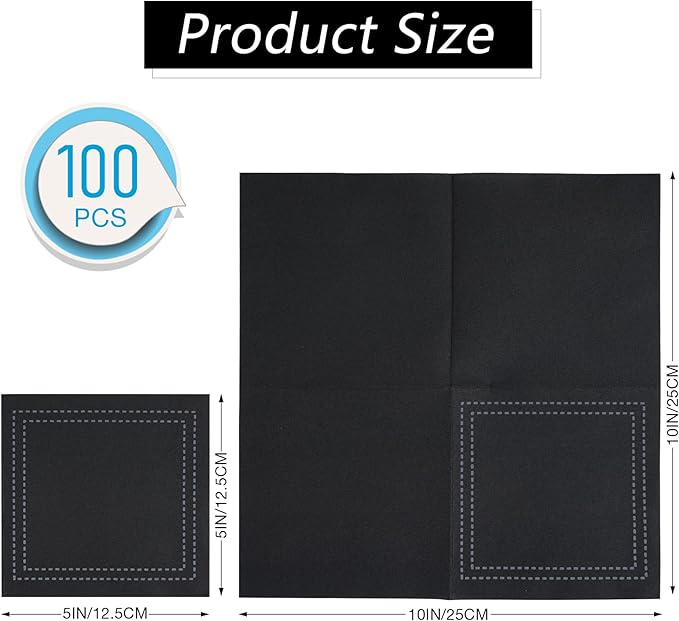 100 Pack Black Cocktail Napkins Disposable - Linen Feel 5x5 Inch Premium Dessert Napkins for Weddings, Parties, Birthdays, Anniversary, Suitable for Restaurants, Bars, Reception, Home Events