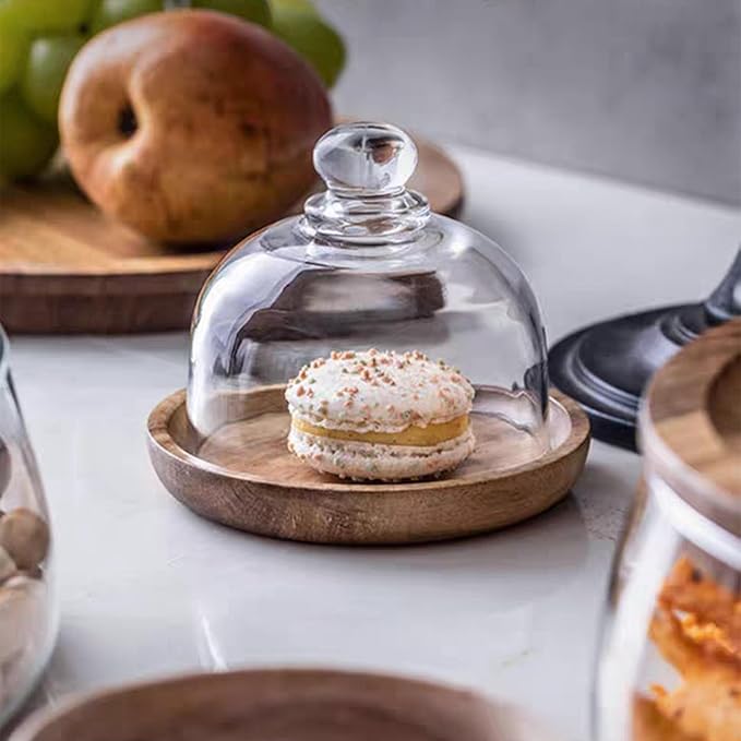 Charcuterie Snow Globes, Mini Cake Stand with Dome Lid, Charcuterie Snow Globe Container, Individual Charcuterie Boards for Cookie, Pastries, Cupcake, for Wedding Birthday Holiday Dessert Display (1pc)