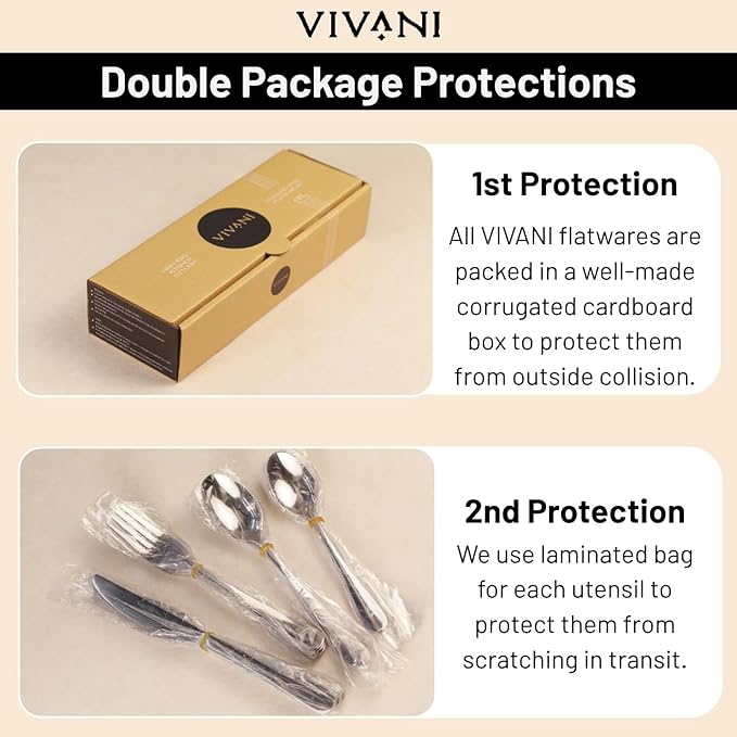 VIVANI 40-Piece Champagne Gold Silverware Set, Food-Grade Stainless Steel Gold Flatware Set for 8, Hammered Cutlery Set for Home, Restaurant, Wedding, Cafes, Dishwasher Safe