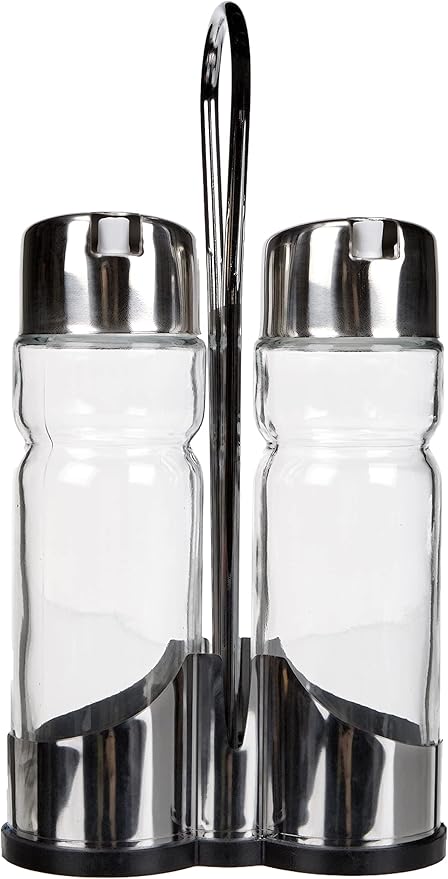 IBILI Cruet Set, 27 x 12 x 6 cm, Silver/Transparent