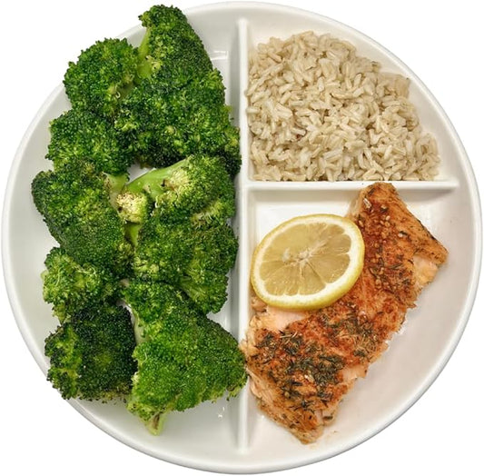 Divided Porcelain Plate – 9-Inch Portion Control Plate for Balanced Eating – Microwave & Dishwasher Safe, White