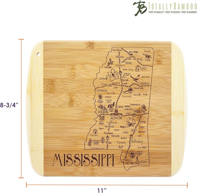 Totally Bamboo A Slice of Life Mississippi State Serving and Cutting Board, 11" x 8.75"