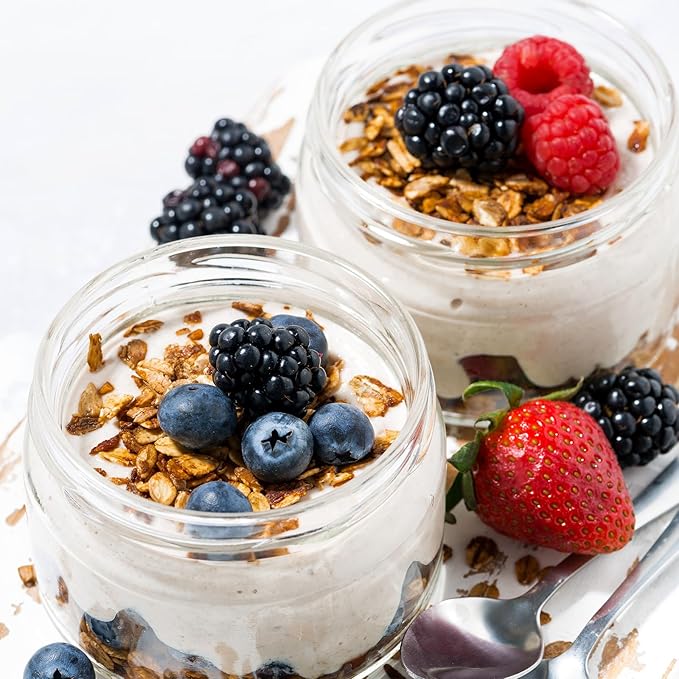 Overnight Oats Containers with Lids, Glass Jars with Lids 4 pcs, Wide Mouth Mason jars for Salad, Yogurt, Snacks, Meal Prep