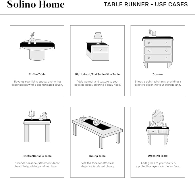 Solino Home Linen Violet Table Runner 48 Inches - 100% Pure Linen Farmhouse Short Table Runner 14 x 48 Inch Ideal for Dresser and Coffee Tables - Holiday - Fete