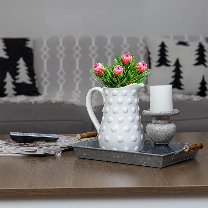 AuldHome Design Galvanized Farmhouse Trays (Set of 2, Small & Medium); Farmhouse Decor Rectangular Trays w/Handles
