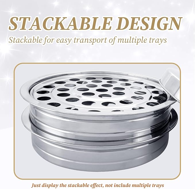 Stainless Steel Communion Tray Set for Church – 1Pcs Communion Wine Tray with 1 Lid & 1Pcs Bread Plate with Lid, Includes 100 Disposable Cups, Cups Filler