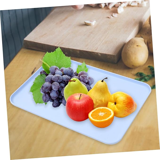 VALICLUD 3pcs Rectangular Wheat Straw Serving Tray Party Serving Plates for Everyday Use Sturdy Food Tray for Home for Entertaining and Storage of Tableware