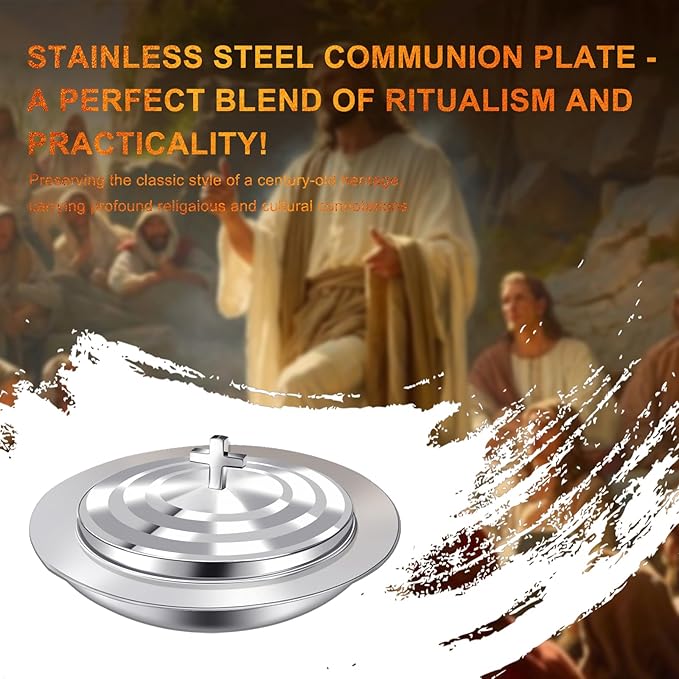 Upgraded Communion Tray and Cover Set for Churches,Bread Tray,Stainless Steel Communion Set Supplies (Silver-Bread Tray and Cover Set)