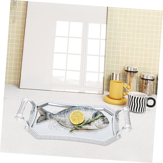 OUNONA Dinner Tray Serving Dish Table Tray Stainless Steel Versatile Home Party
