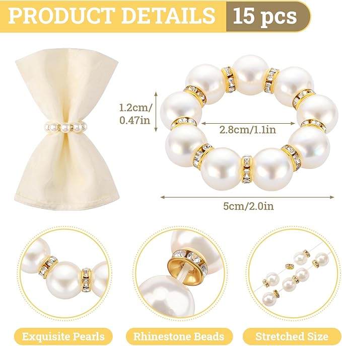 Suream Napkin Rings Gold, Set of 15 Napkin Rings Bulk for Wedding Dinner Party Kitchen Table Setting Birthday Christmas Thanksgiving Decorations
