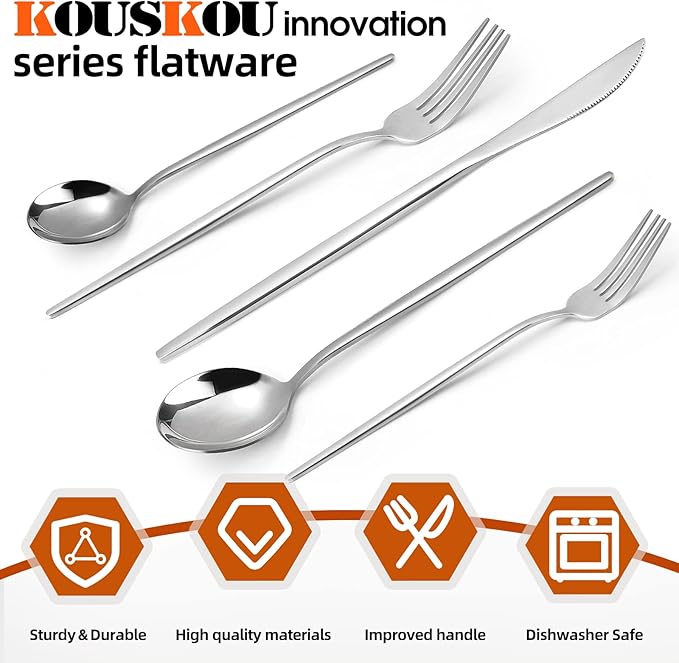 Silverware Set, Stainless Steel 20 Piece Flatware Sets Service for 4, Cutlery Utensil Set, Mirror Polished, Include Fork Knife Spoon Set, Dishwasher Safe