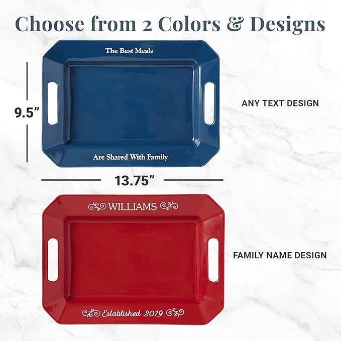 Let's Make Memories Personalized Stoneware Entertaining Platter - For Entertaining - Red Platter - Ceramic Tableware - Customized With Any Message