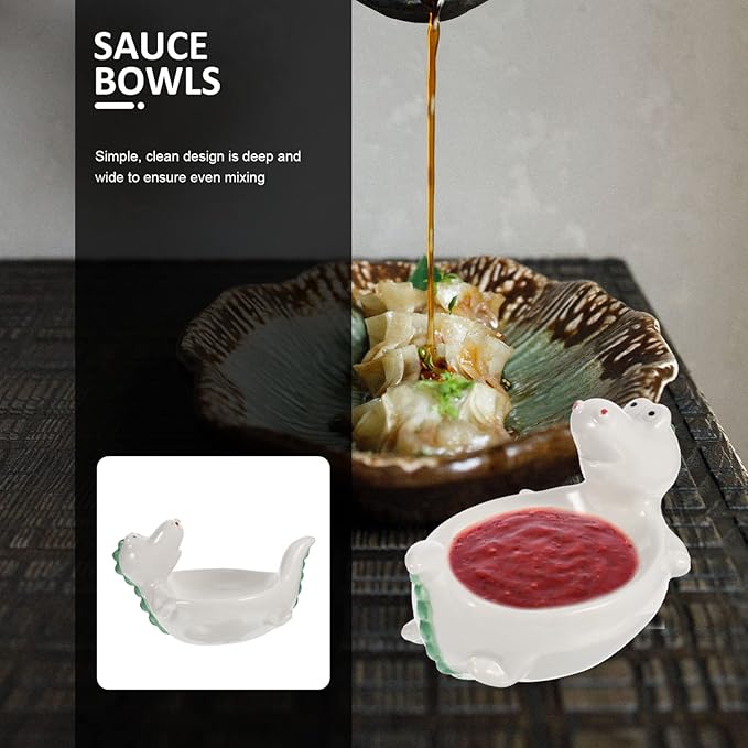 Dinosaur Sauce Bowl Ceramic Plate Serving Bowl for Family Hotel Restaurant Decorative Kitchen Supply