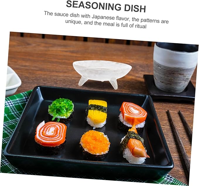 Cabilock Creative Seasoning Dish Ceramic Dipping Sauce Plate White Flavor Plate for Household Use Suitable for Appetizers and Condiments