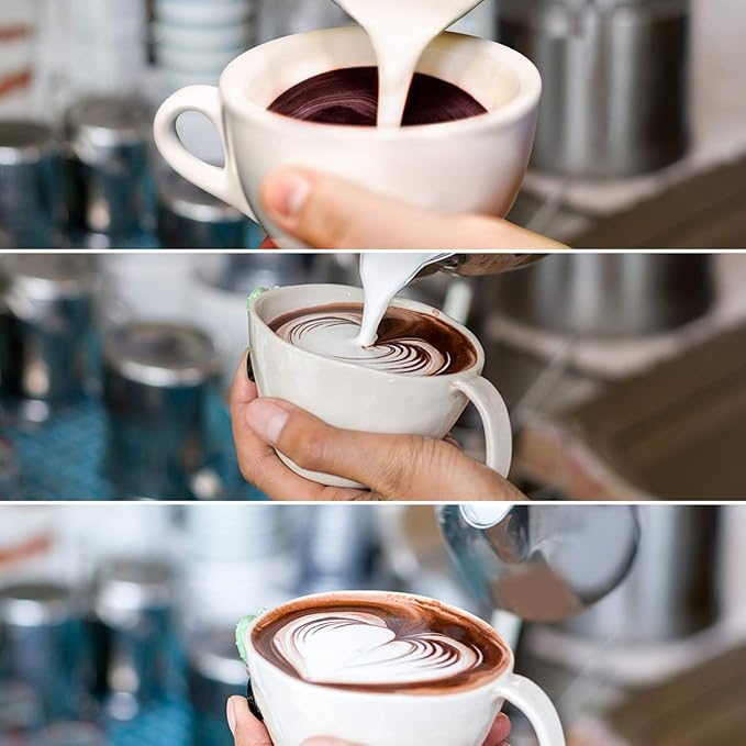 Milk Frothing Pitcher Cup, 20oz/600ML Milk Frother Cup Stainless Steel Steaming Pitcher Milk Jug Coffee Latte Art Cappuccino Espresso Machine Accessories Barista Steam Pitchers Attached Dessert Spoons
