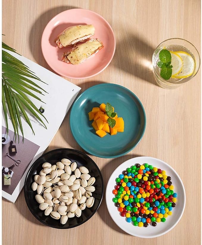 Ceramic Cutlery Salad Bowl Snack Plate Appetizer Plate Sauce Plate Multicolor Set Universal Snack Plate Imitation Porcelain Disc Dried Fruit Plate Small Bowl (Color : C, Size : B)
