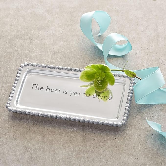 Mariposa The Best is Yet to Come Beaded Statement Tray | Silver | Brillante | Gifts | Statement Tray | Recycled SANDCAST Aluminum | Handmade in Mexico