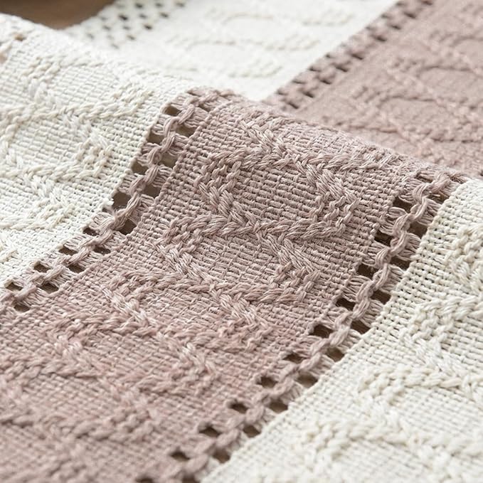 Artoid Mode Pink Farmhouse Rustic Table Runner, Seasonal Holiday Hollow Kitchen Dining Table Decoration for Home Party Decor 12x90 Inch