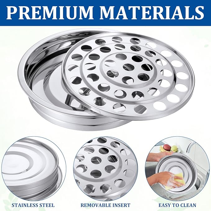 Suzile Holy Communion Trays House up 40 Cups Tary for Churches Stainless Steel Communion Plates Set, Not Included Lid(Silver)