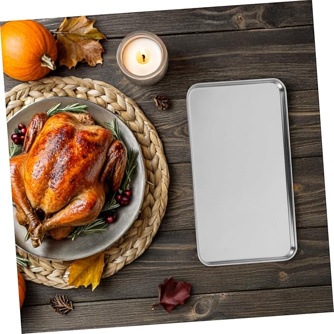Stainless Steel Food Tray Lightweight Rectangular Serving Platter for Family Gatherings Parties Weddings Bars Restaurants Silver Plate Holder