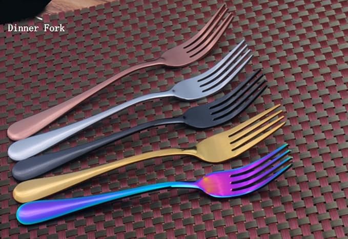 Lots 4pcs Stainless Steel Tableware Dinner Spoon Fork Knife Flatware Serving Sets Spoons Forks Knives (4, Black)