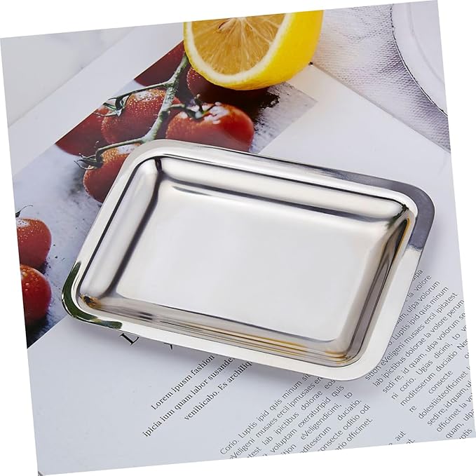 GLEAVI 304 Stainless Steel Snack Dish Thickened Rectangular Serving Tray for Hotel Towels Baking and Fruit Platter Sturdy Kitchen Organizer