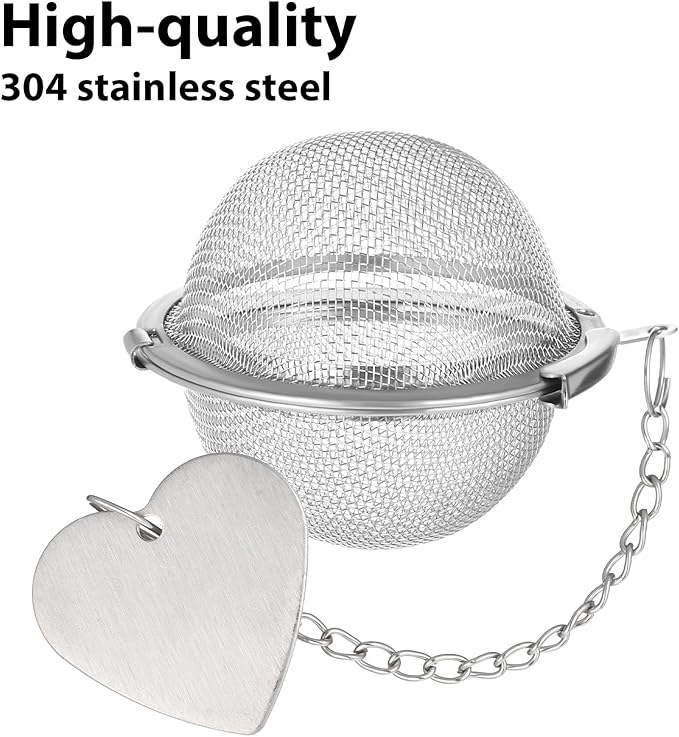 Tea Infuser for Loose Leaf Tea, 2 Pcs Teas Ball Teas Diffuser Steeper for Filtering Stainless Steel Ball Mesh Strainer Filters with Metal Pendant Extended Chain Hook for Loose