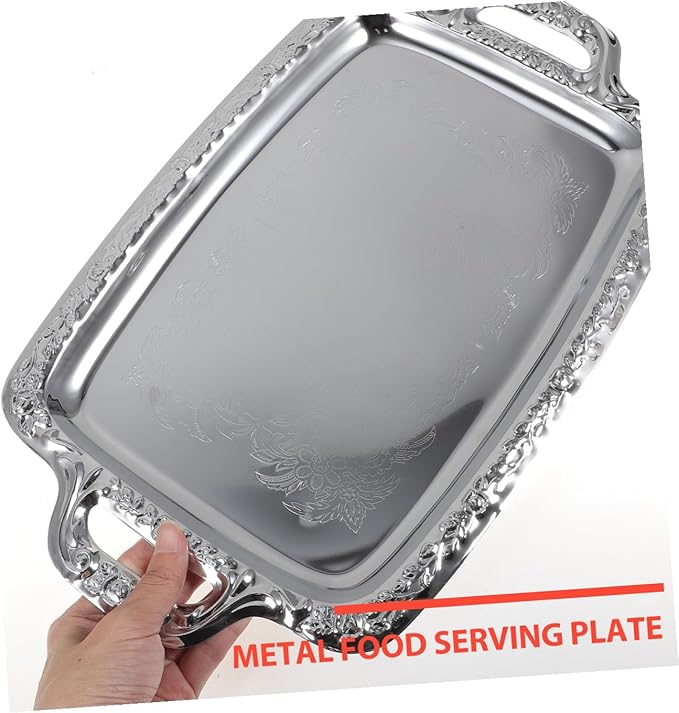 VALICLUD Metal Serving Tray, Decorative Food Storage Plate for Living Room, Tableware Organizer