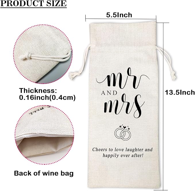 LANBAIHE Mr and Mrs Wine Bag, Wedding Shower Gifts Wine Bag, Bridal Shower Engagement Gifts, Mr and Mrs Wedding Gift Party Decorations