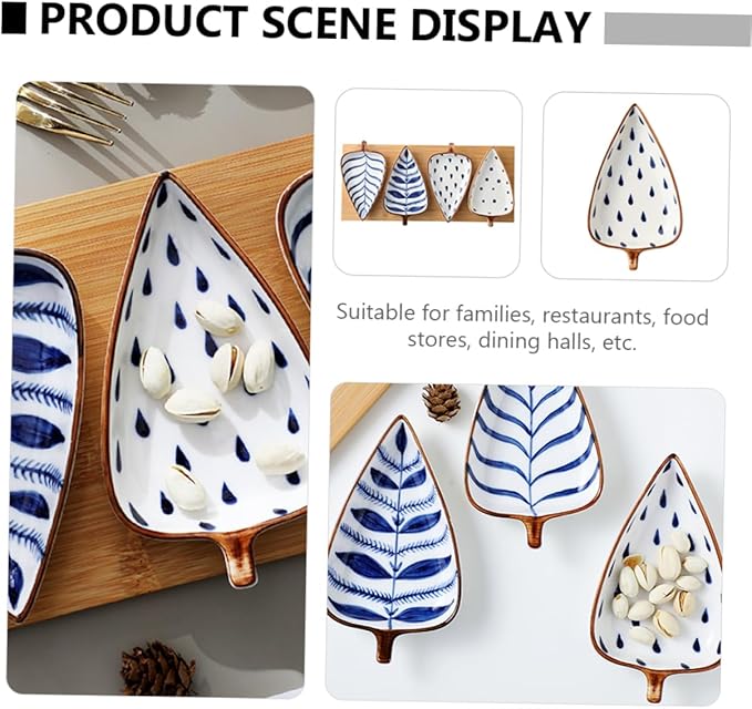 GLEAVI Creative Japanese Style Ceramic Snack Dish Hand-Painted Glazed Appetizer Plate for Sauces Seasonings and Desserts for Kitchen and Dining Use