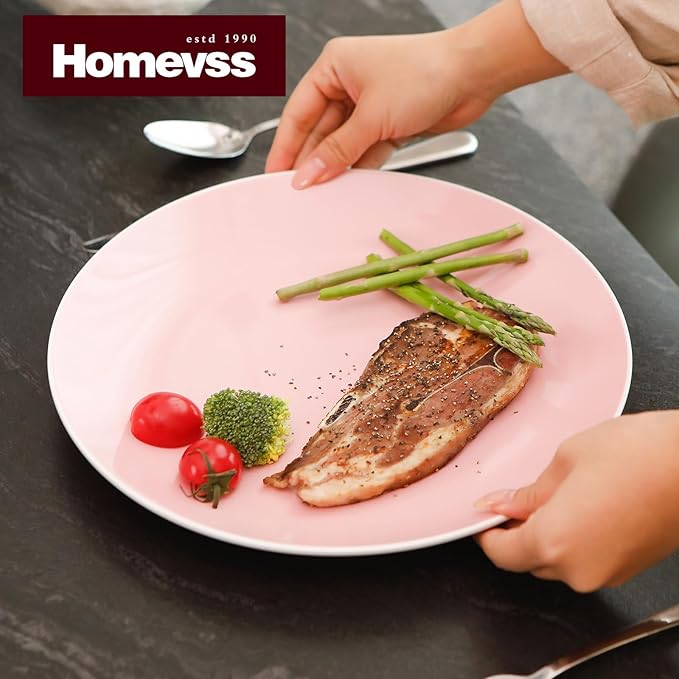 Stoneware Coupe Shape 12pc Dinnerware Set, Outside White + Inside Pink