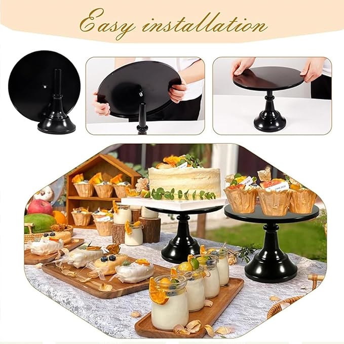 3 Pcs Metal Cake Stand Set 8/10/12 inch Dessert Table Display Perfect for Baby Shower Wedding Birthday(Black)
