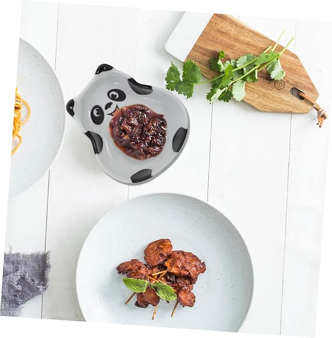 2pcs Ceramic Panda Plates Dipping Sauce Dishes for Sushi Soy Sauce Appetizers Bowl Plates for Kitchen