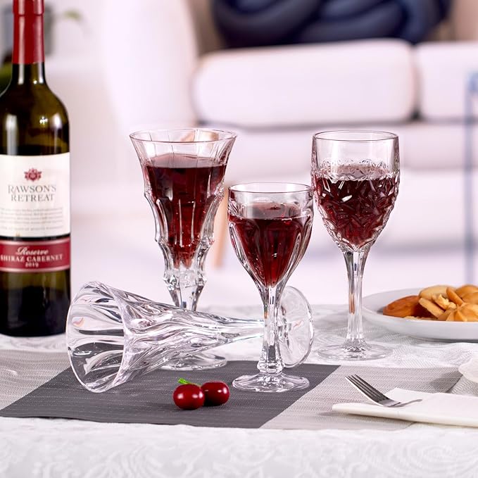 KAMMAK Wine Glasses Set of 2, 7.2 oz Hand Blown Crystal Bordeaux Wine Glasses, Thin Rim & Long Stem, Perfect for Red & White, Daily Use, Wedding Anniversary or Birthday Gift with Gift Box, Layered