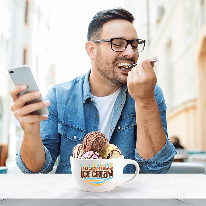 Gifts for Husband – Ice Cream Bowl & Scoop Set from Wife, Perfect Valentine's Day Anniversaries, Birthdays & Christmas Present