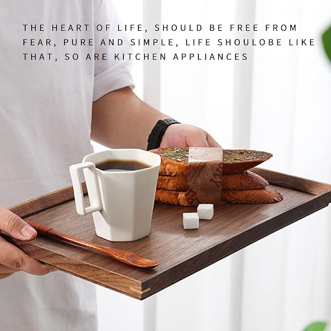 Wood Serving Trays for Home Bar Restaurant Coffee Shop - 11.81''L x 7.87''W Black Walnut Wood Tray, Tea Tray, Coffee Tray, Food Tray (M - 11.81'' x 7.87'')