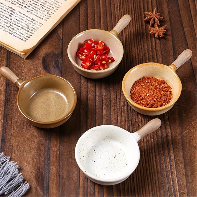 Appetizer Plates Anti-scald Ceramics Handle Sauce Dish Soy Vinegar Seasoning Spice Dispenser for Condiment