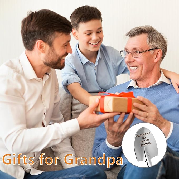 Funny Grandpa Christmas Birthday Gifts,Grandpa Gifts from Granddaughter,Fathers Day Ice Cream Shovel Spoon Presents for Grandfather,Funny Engraved Stainless Steel Spoon Shovel.